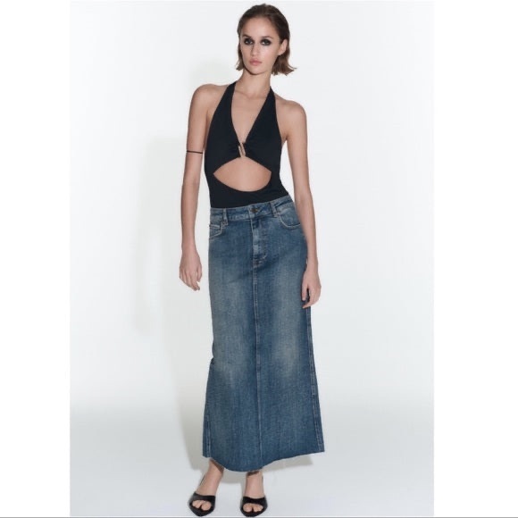 Midi/Maxi back slip stretch denim pencil skirt - Picture 5 of 9